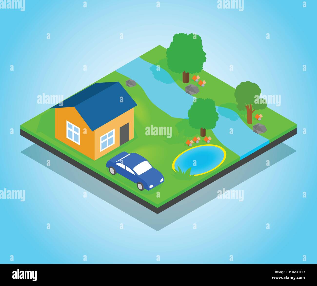 Country house concept banner, isometric style Stock Vector Image & Art ...