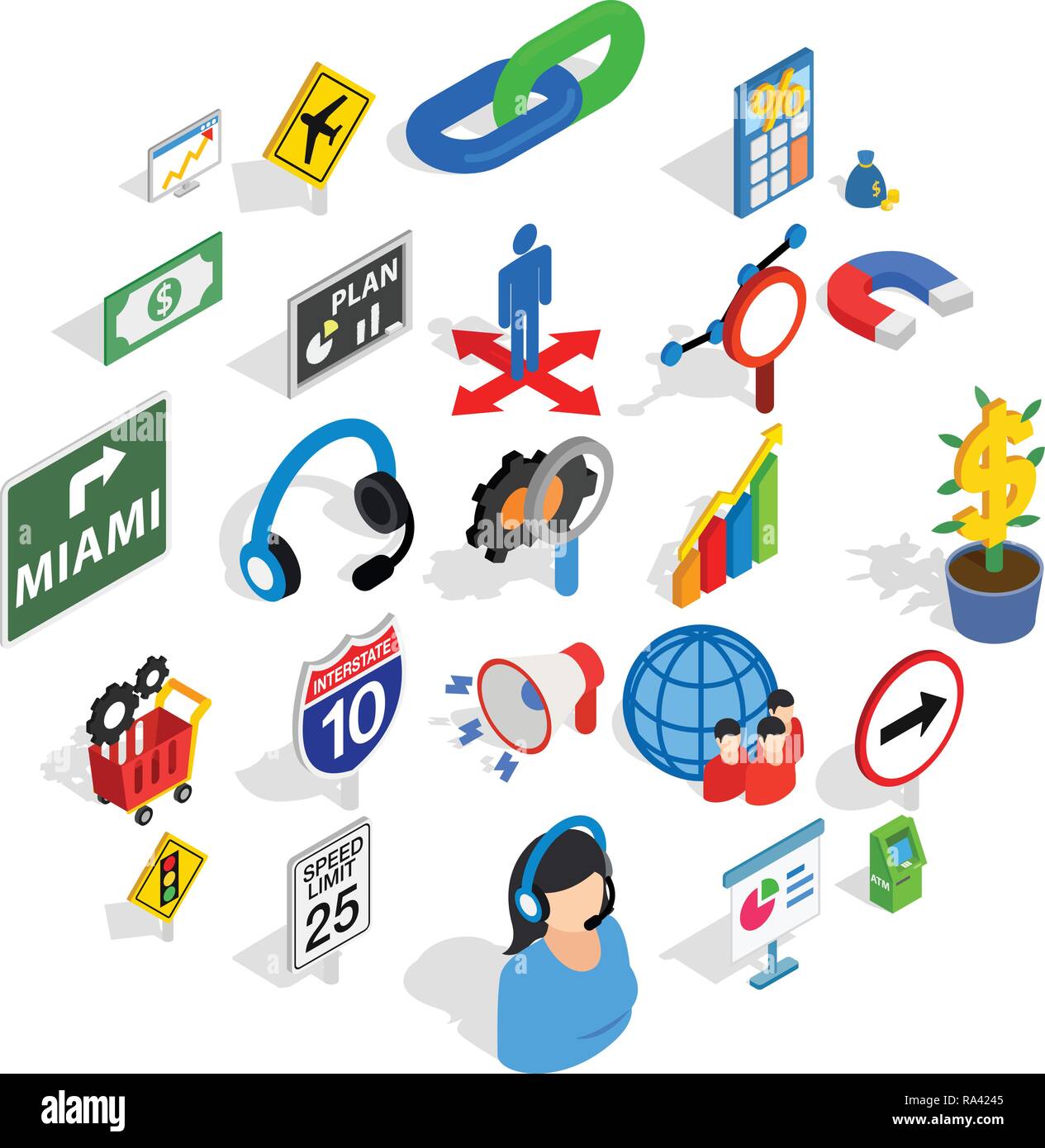 Suitable icons set, isometric style Stock Vector