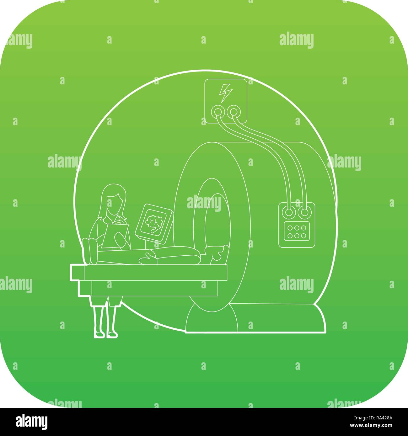 Tomography of human brain in hospital concept Stock Vector