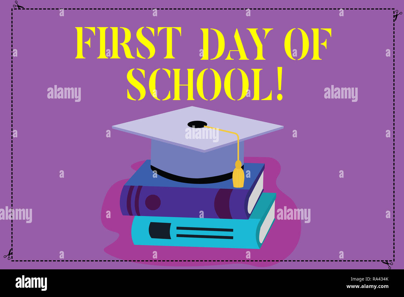 Handwriting text First Day Of School. Concept meaning Return to ...