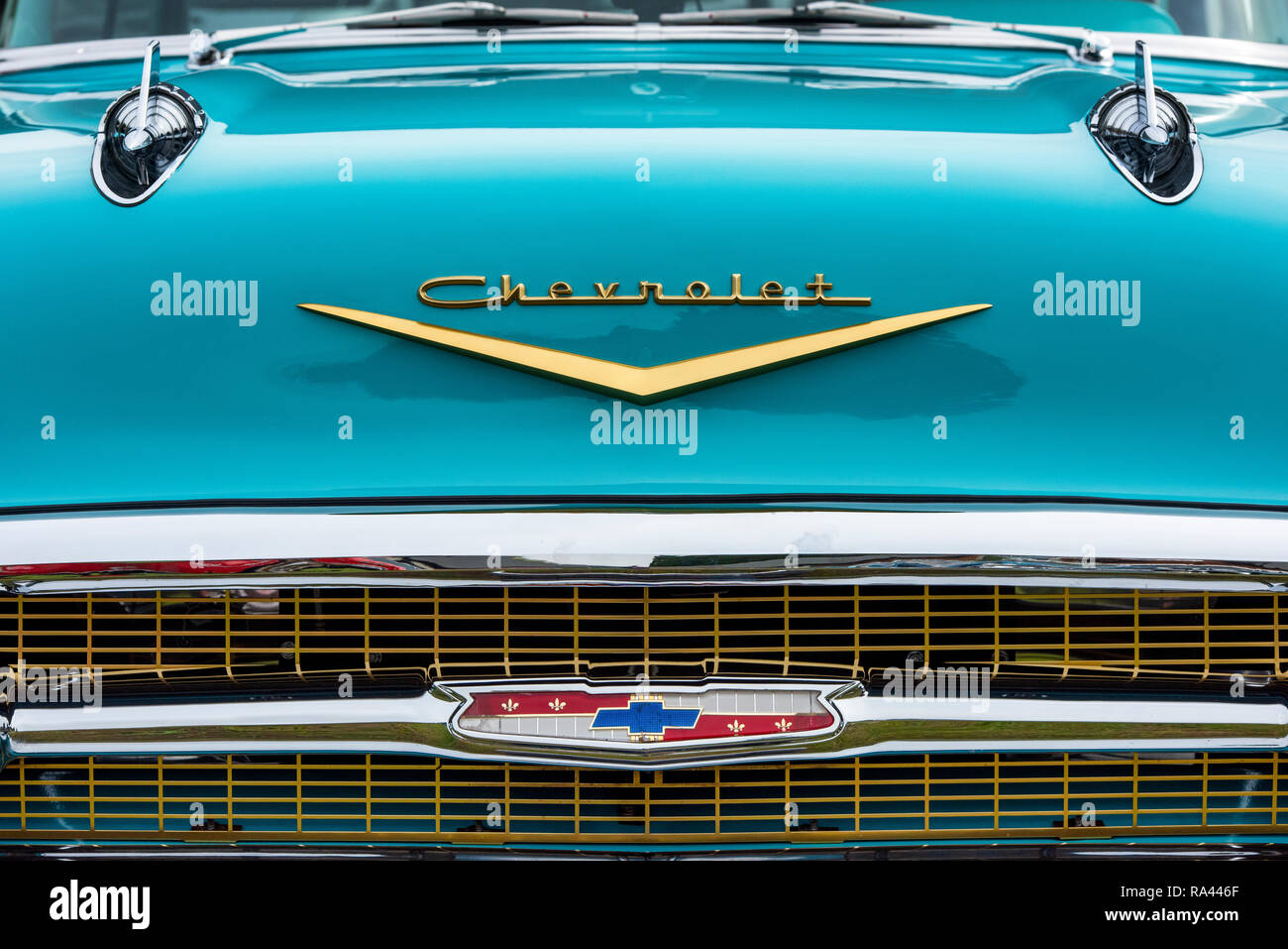 1957 Chevrolet, Bel Air. Chevy. Front end abstract. Classic American car Stock Photo