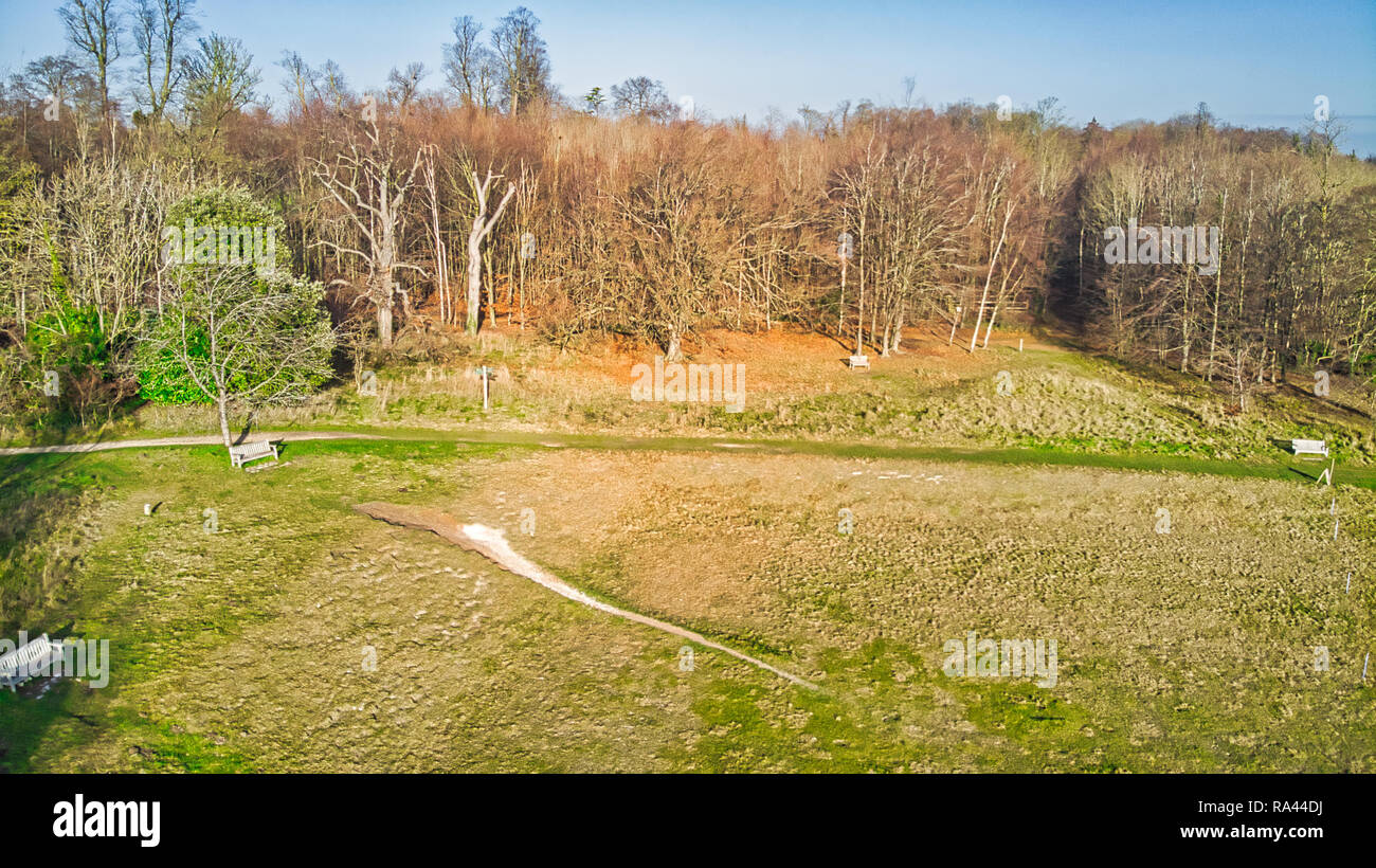 Aerial drone images of fields and forestry Stock Photo