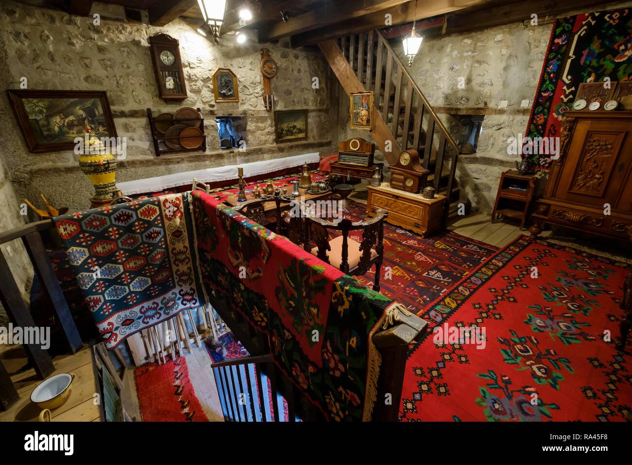 Living space in the fortified defence tower, Redzepagic defence tower, Kula Redzepagica, Plav, Montenegro Stock Photo