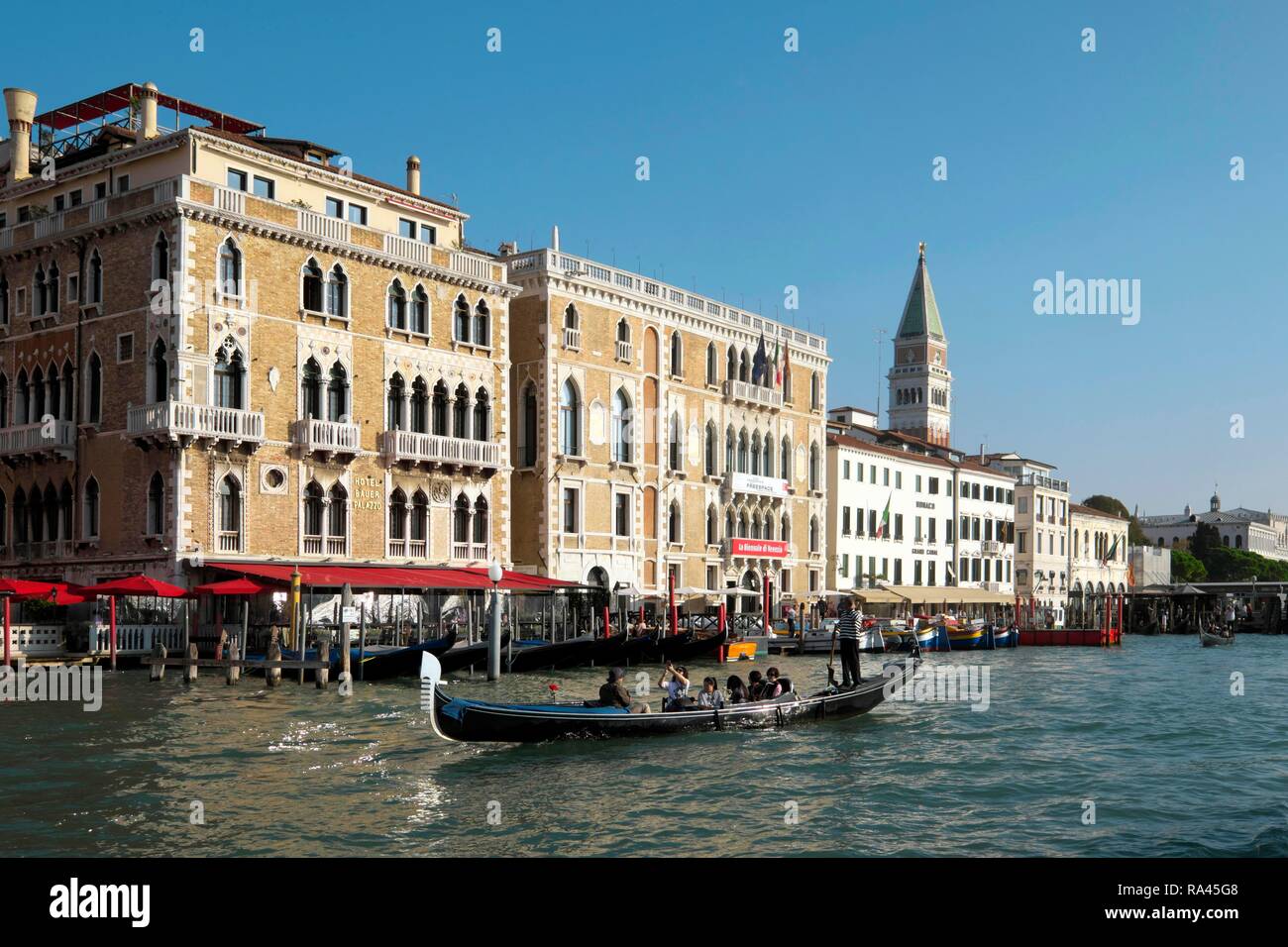 Canal Grande with Hotel Bauer Palazzo, Venice, Veneto, Italy Stock Photo