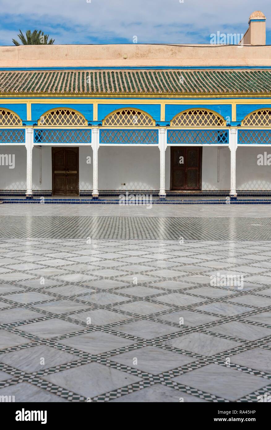 Grand marble courtyard at El Bahia Palace, Marrakesh, Morocco Stock Photo