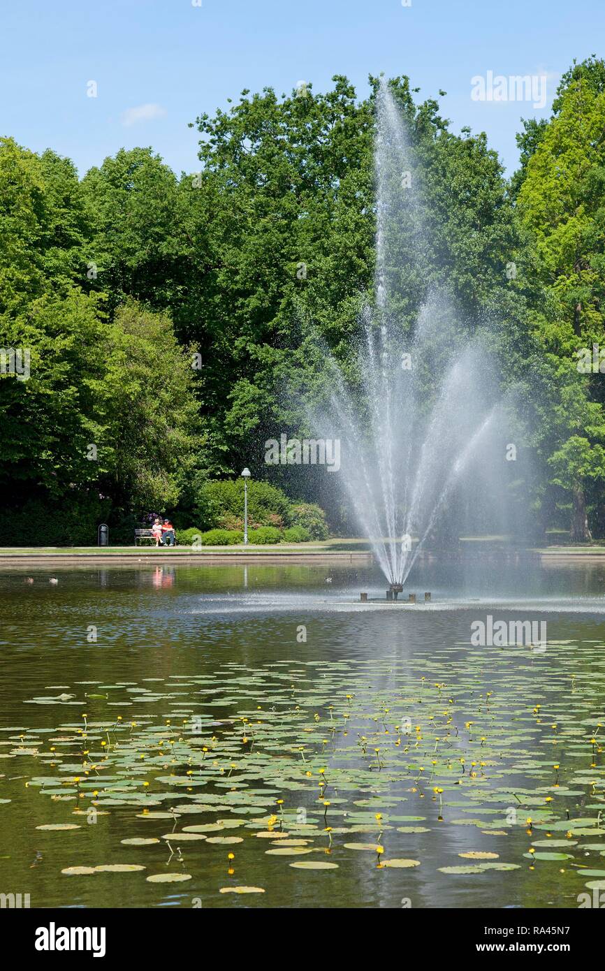 Pond with fountain, French Garden, Celle, Lower Saxony, Germany Stock Photo