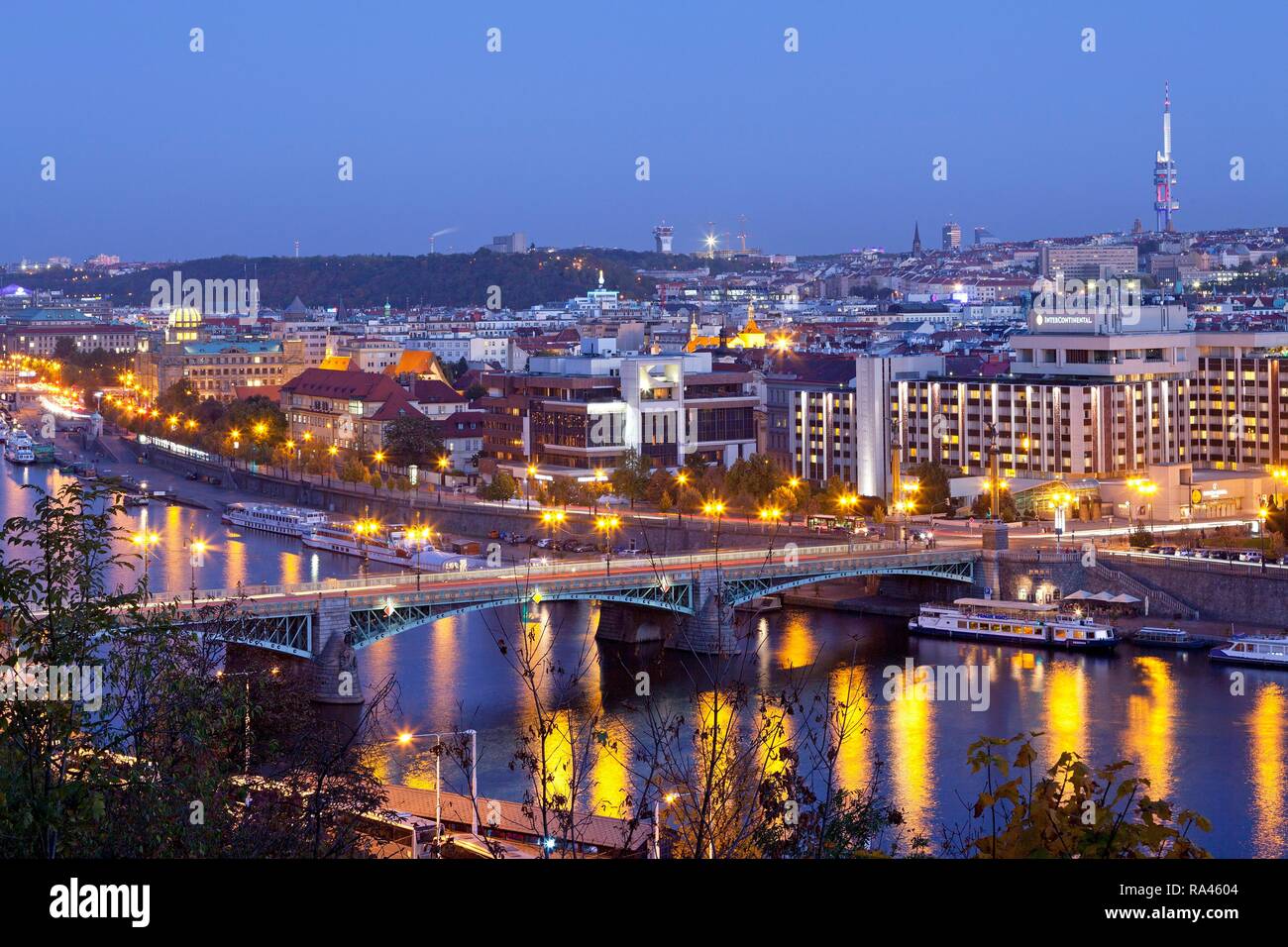 View from the Letna hill on the Moldova bridge Čechův most, Prague, Czech Republic Stock Photo