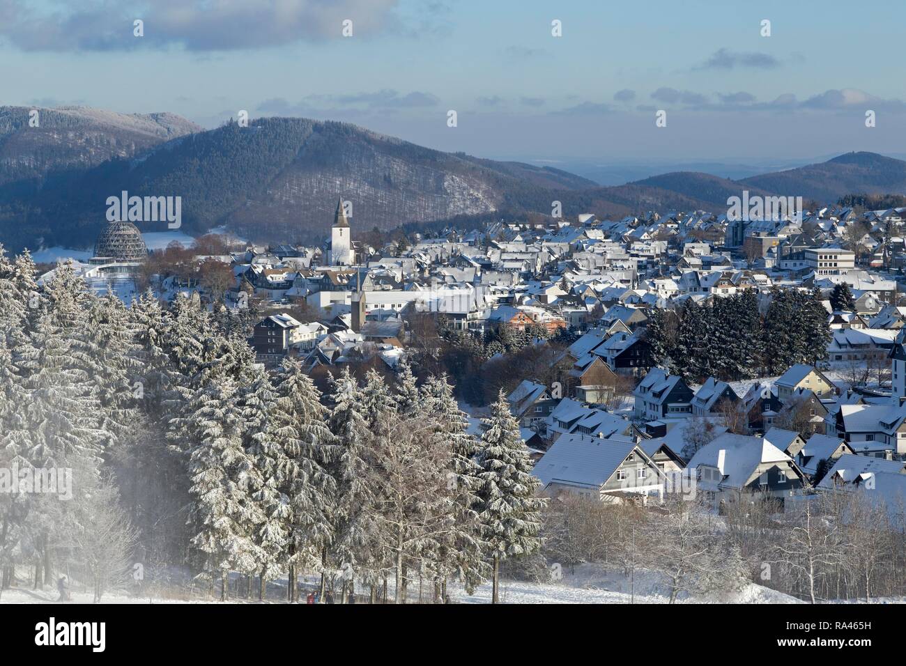 Winter mountain with snow, Sauerland, North Rhine-Westphalia, Germany Stock Photo