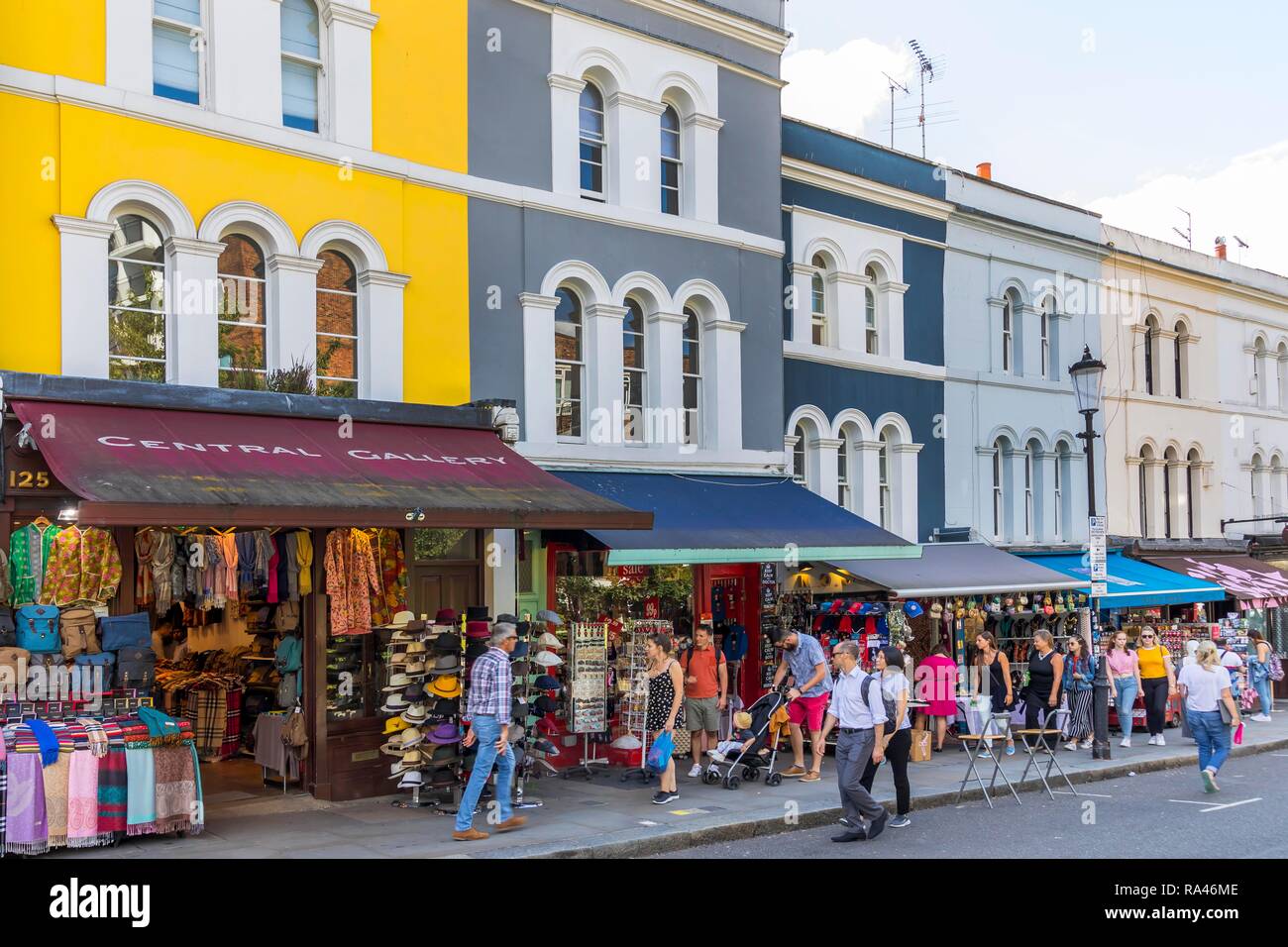 Shops on Portobello Road at Portobello Road Market, Notting Hill, London, United Kingdom Stock Photo