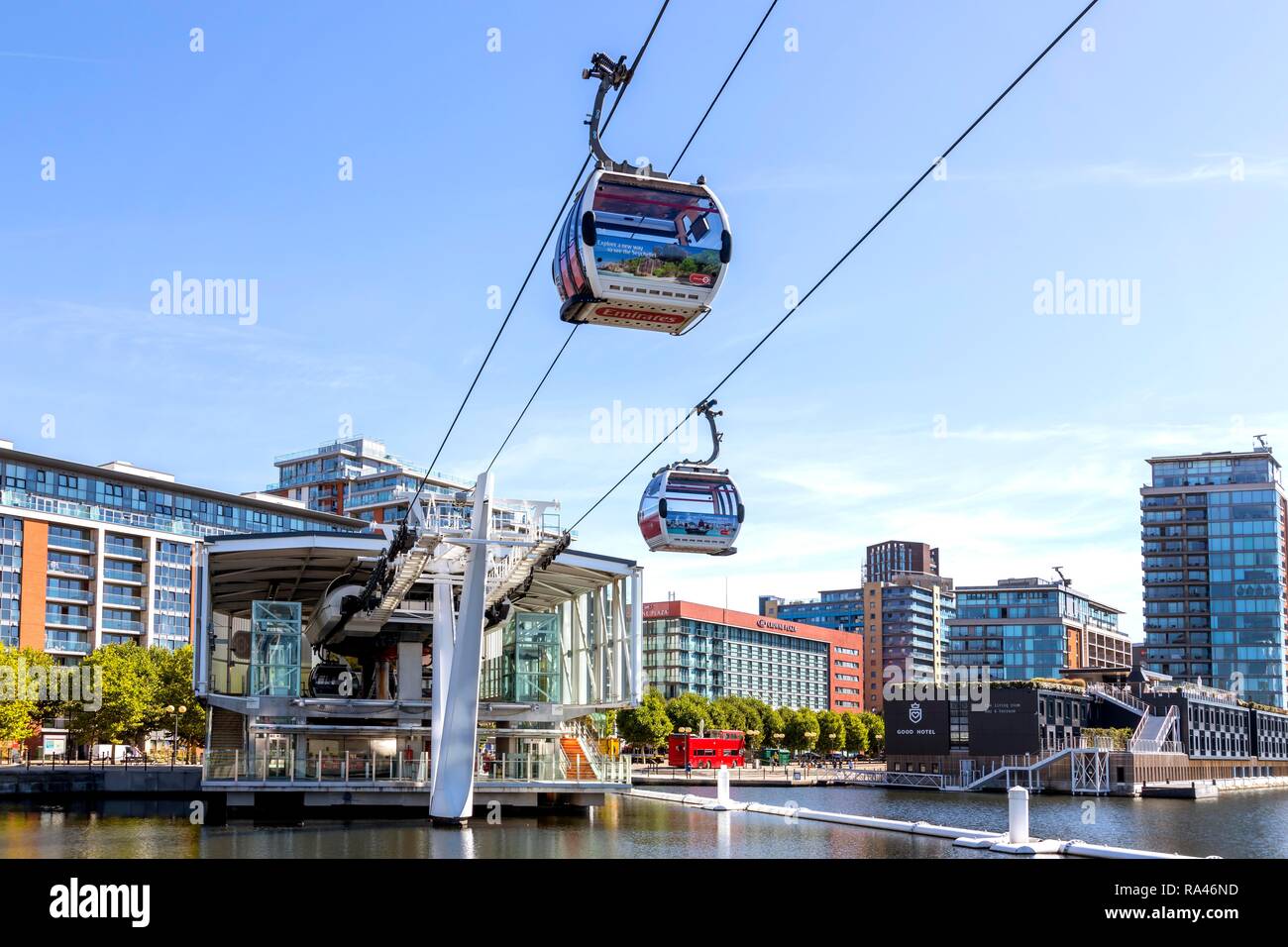 Emirates Air Line cable car across the Thames, London, Great Britain Stock Photo
