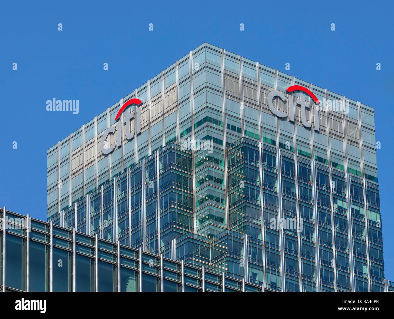 Citi Bank headquarters at Citigroup Centre, financial and banking district Canary Wharf, London, United Kingdom Stock Photo
