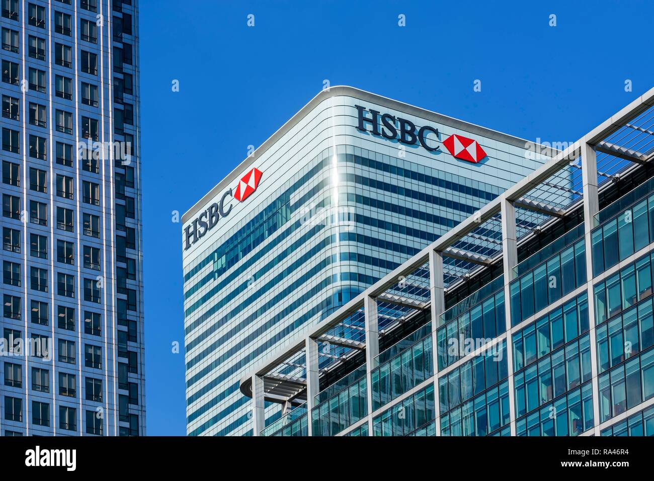 Headquarters of HSBC Bank, Canary Wharf, London, United Kingdom Stock Photo