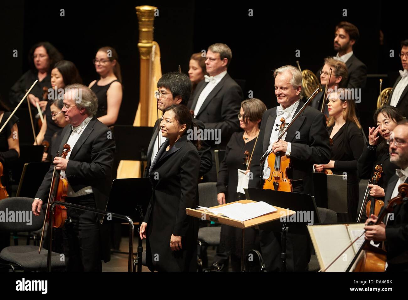 The South Korean conductor Shiyeon Sung with the Staatsorchester Rheinische Philharmonie, concert of the Musik-Institut-Koblenz Stock Photo