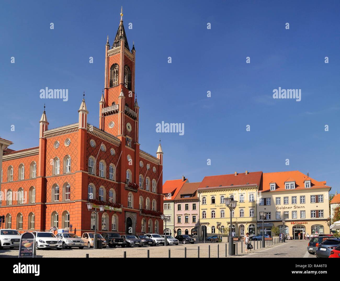 Marketplace, Town Hall, Kamenz, Saxony, Germany Stock Photo