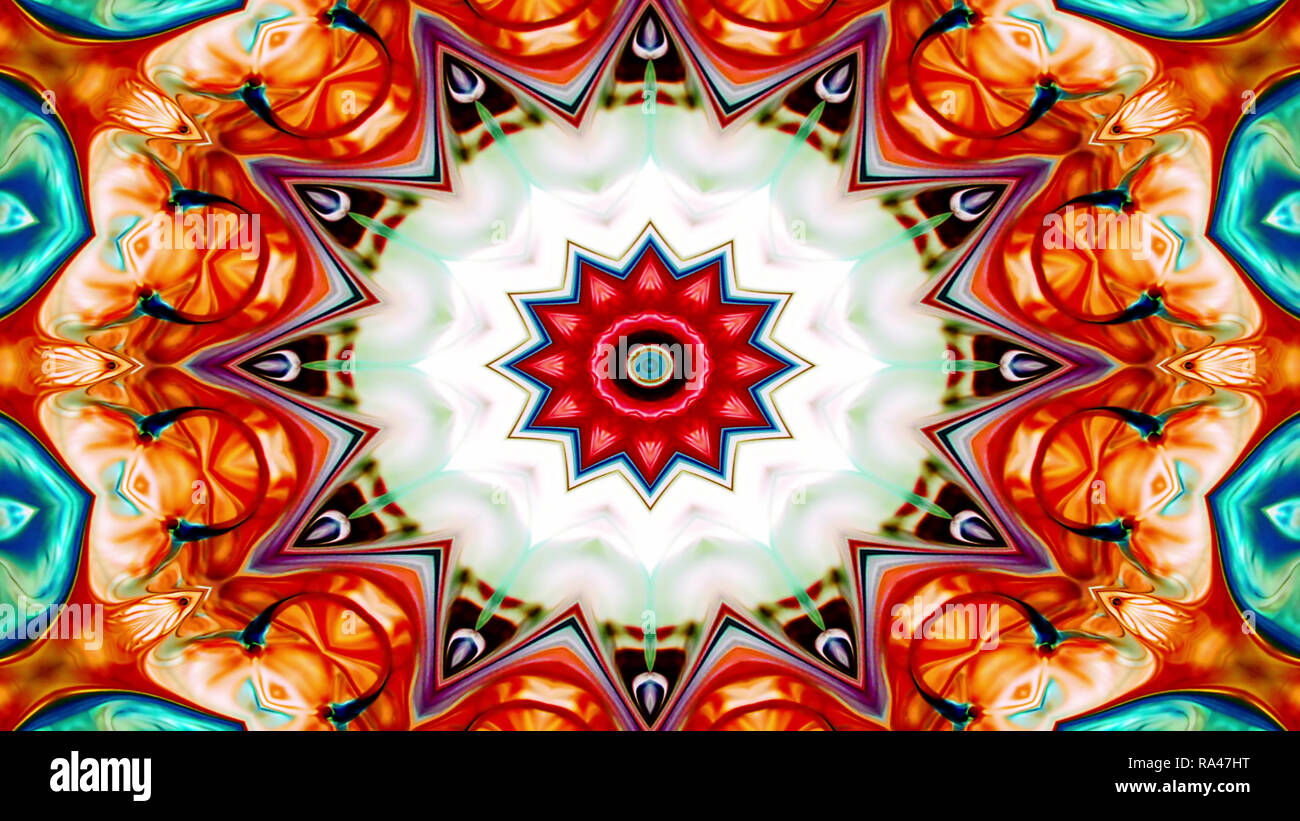 Abstract Colorful Symmetric Pattern Ornamental Decorative Kaleidoscope ...