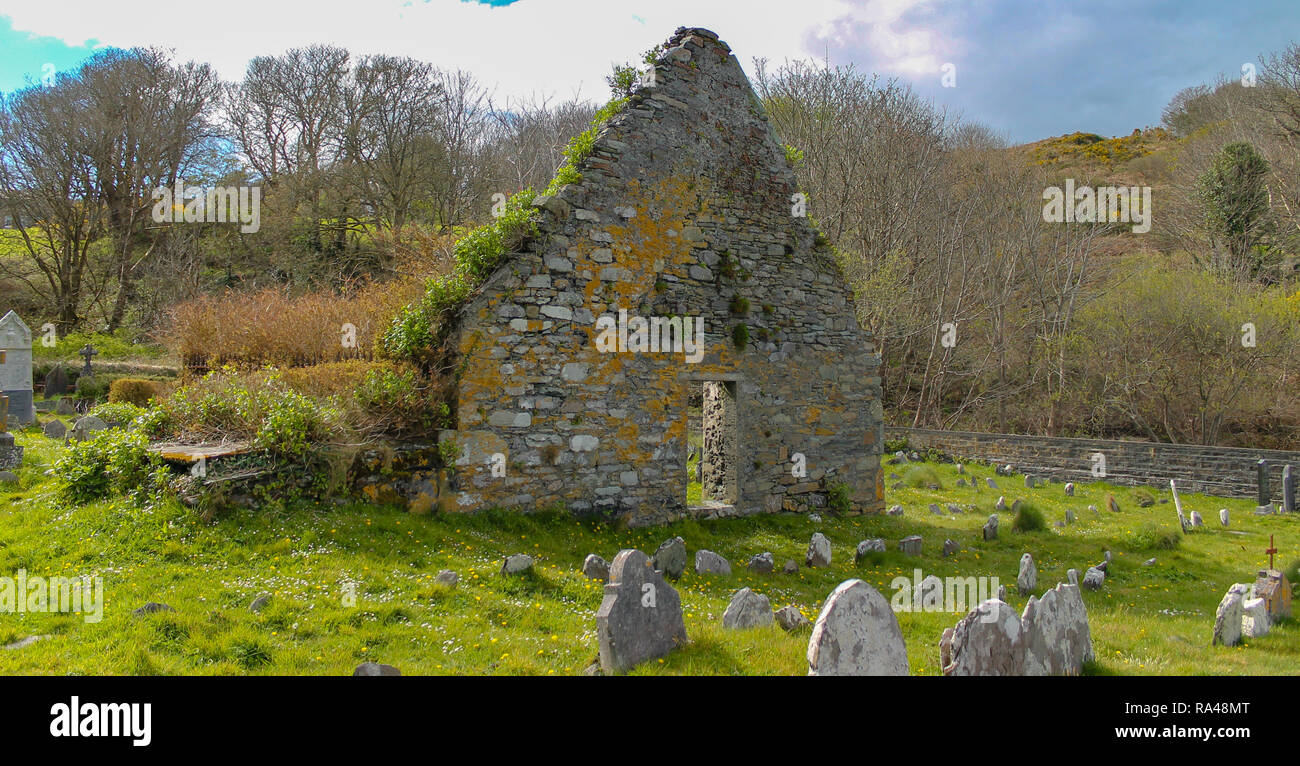 derelict chappel or church and graveyard in west cork ireland Stock Photo