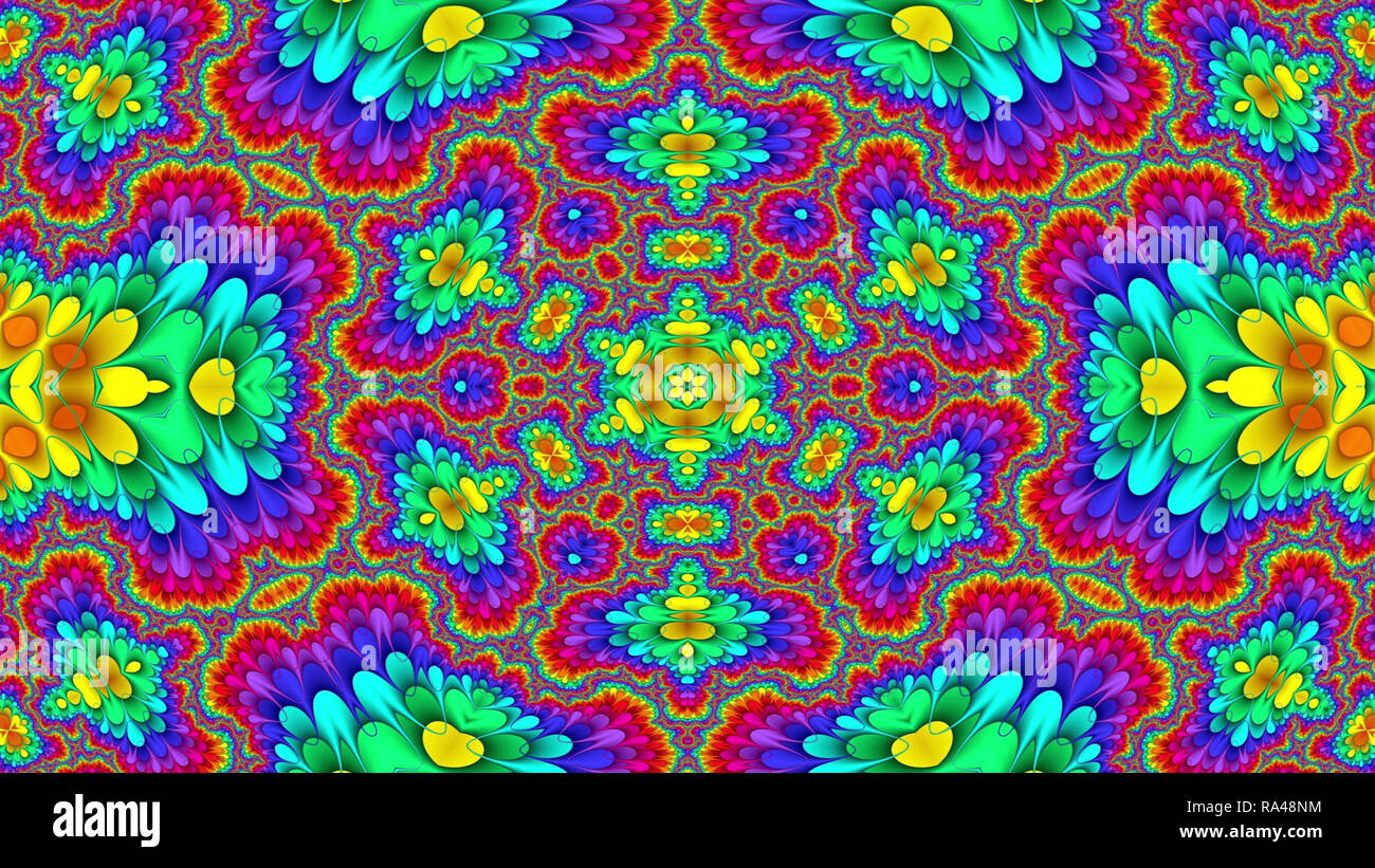 Abstract Colorful Symmetric Pattern Ornamental Decorative Kaleidoscope ...