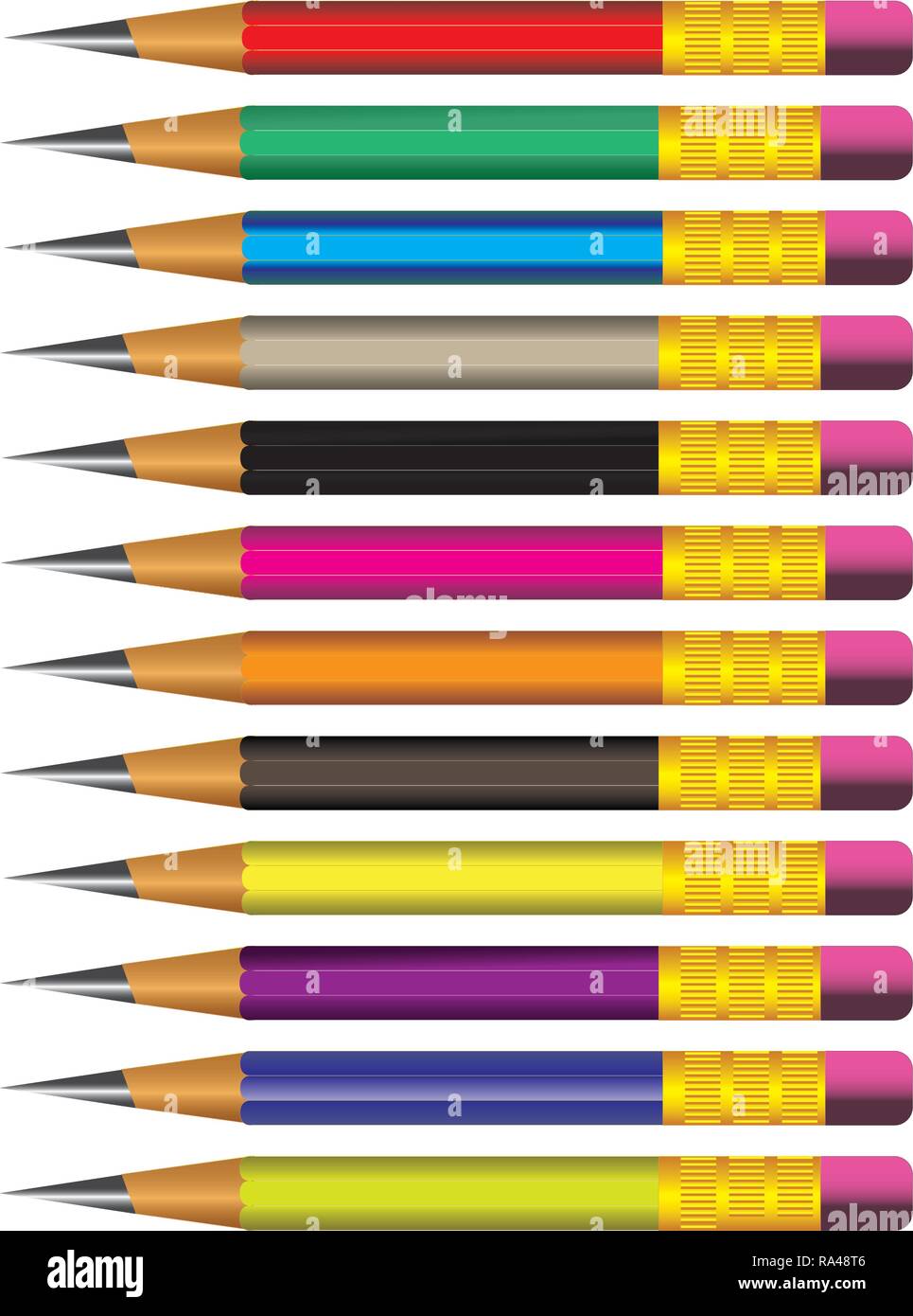 Vector of lead sharp pencil with eraser on white background with