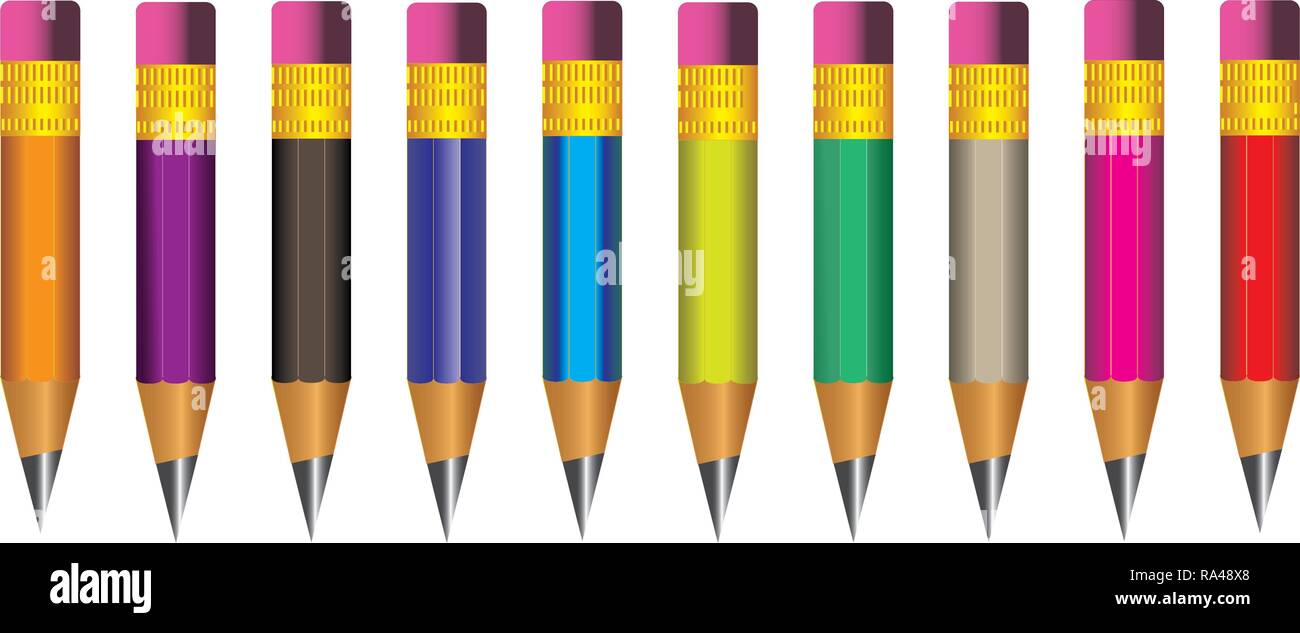 Vector of lead sharp pencil with eraser on white background with