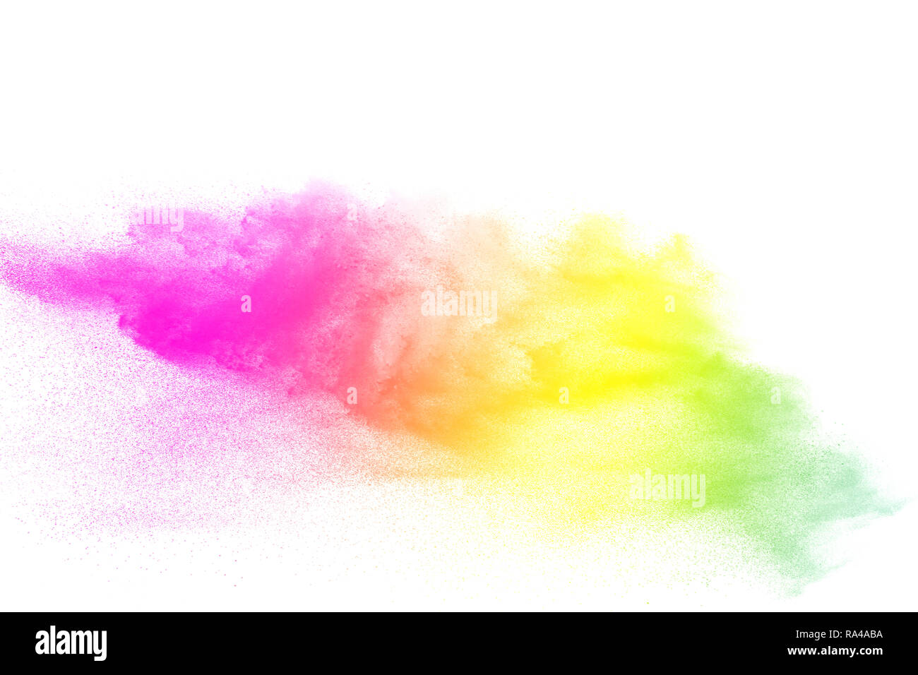 Multi color powder explosion isolated on white background. Stock Photo