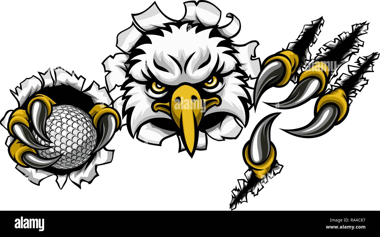 Eagle Golf Cartoon Mascot Ripping Background Stock Vector Image & Art -  Alamy