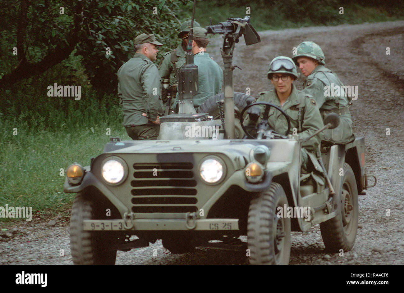 1978 - US Army soldiers operate an M151A1 light vehicle fitted 