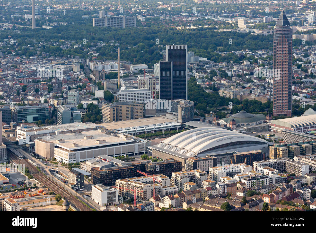 Aerial of Frankfurt, mainly Fair Trade area Stock Photo