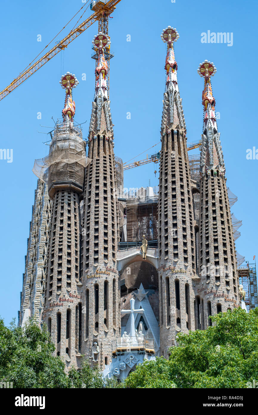 Long Range View - Front Pillars of Temple Expiatori de la Sagrada ...