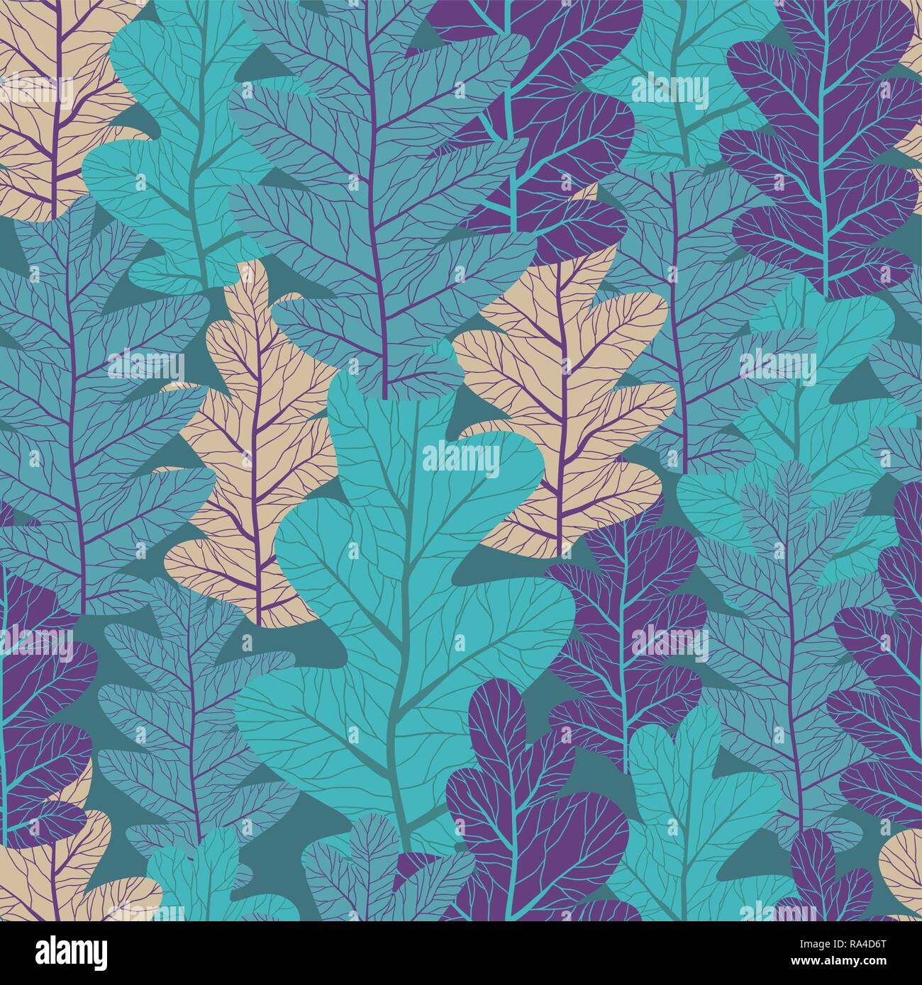 Decorative Leaves Seamless Pattern Nature Stylized Plants Decorative Background Stock Vector 2685