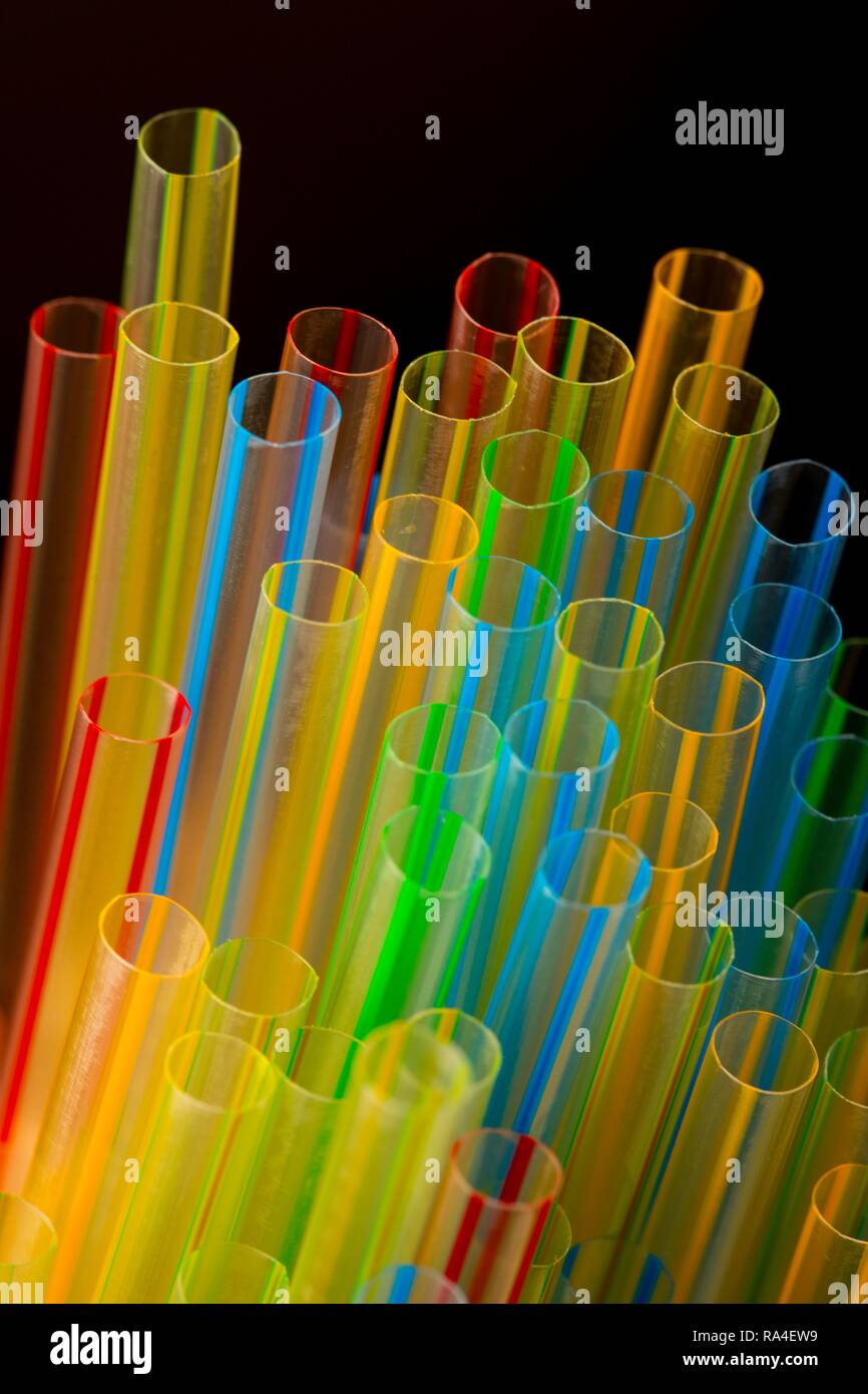 Plastic drinking straws, plastic waste, different colours and sizes Stock Photo Alamy