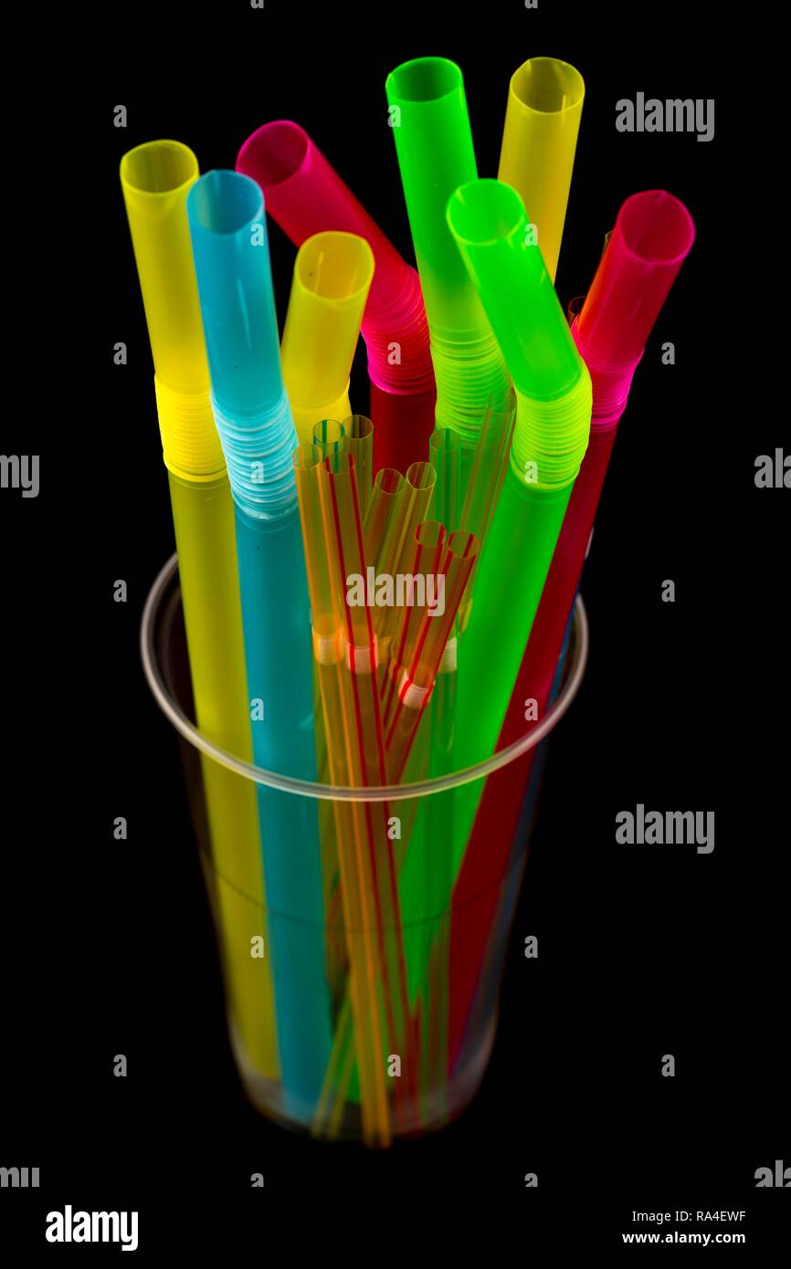 Plastic drinking straws, plastic waste, different colours and sizes Stock Photo Alamy