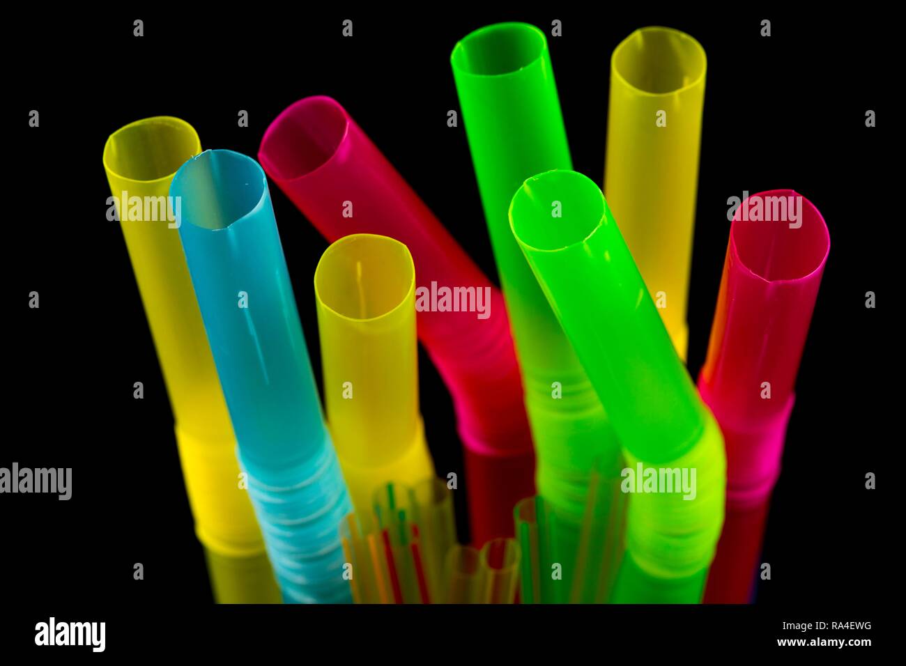 Plastic drinking straws, plastic waste, different colours and sizes Stock Photo Alamy
