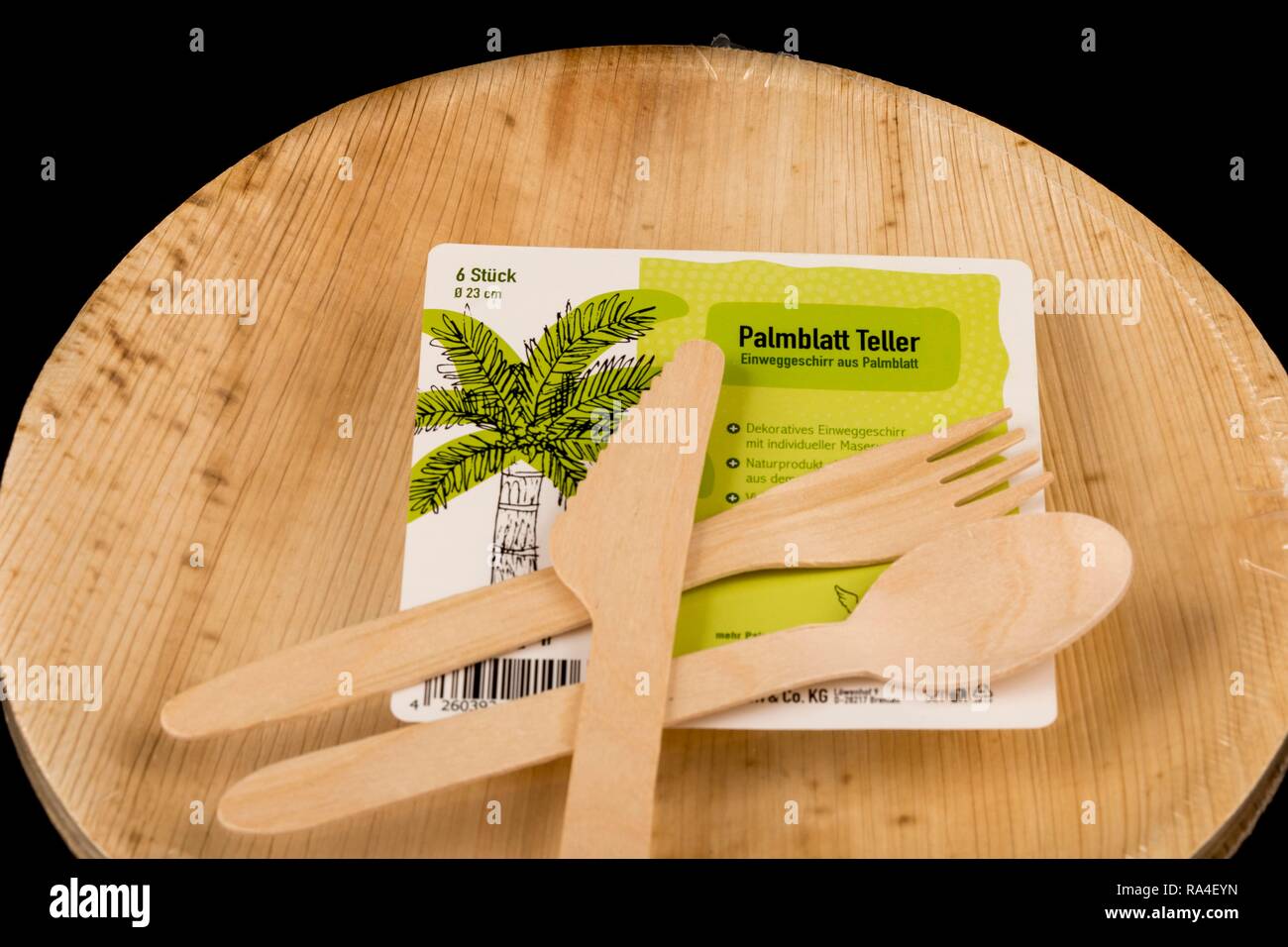 Disposable wooden cutlery, recyclable, palm leaf plate, environmentally