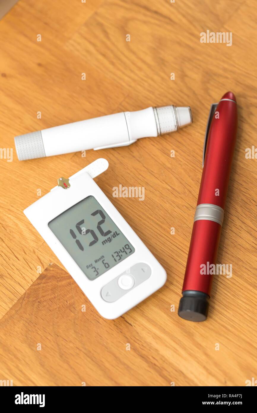 Diabetes, blood glucose meter, lancing device and insulin pen, Germany