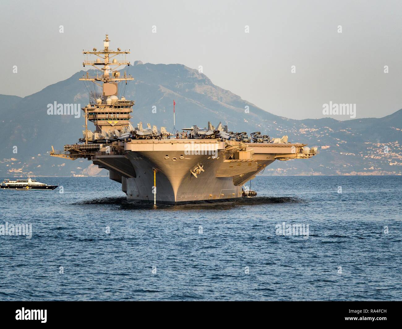 CVN 69 USS Dwight D. Eisenhower, Nimitz Class aircraft carrier in port, Naples, Gulf of Naples, Campania, Italy Stock Photo