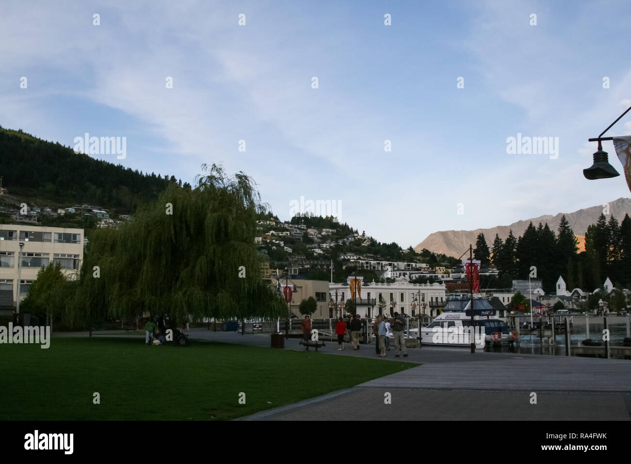 Queenstown, New Zealand - February 23, 2014: View of the city of Queenstown and adjacent territories. Landscapes of New Zealand. Stock Photo