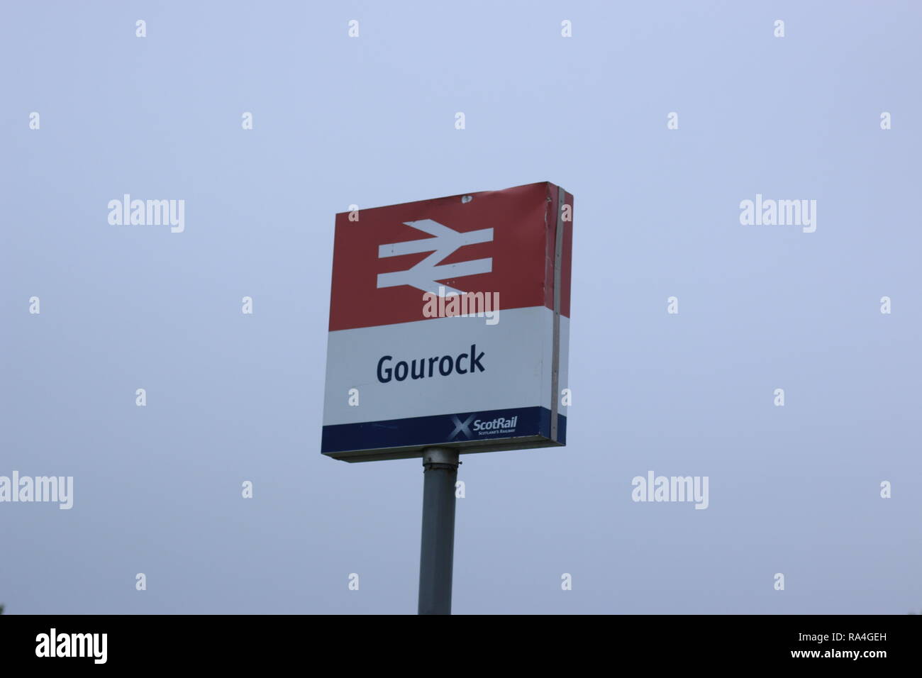British Rail station sign outside Gourock station. Stock Photo
