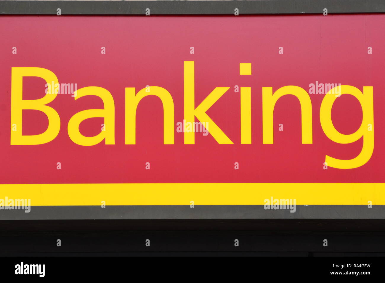 Bank signage on the front of your bank Stock Photo