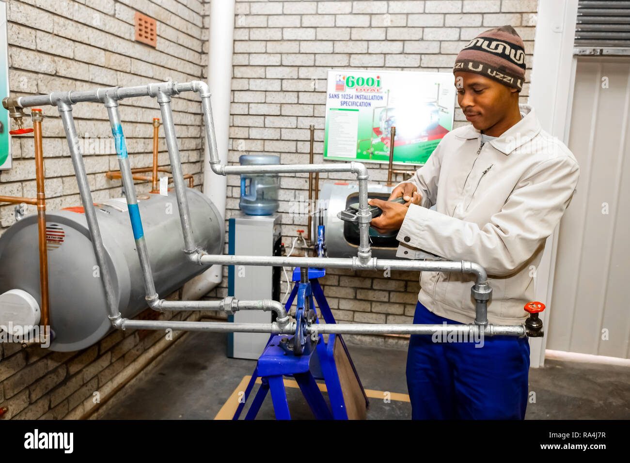 Johannesburg, South Africa July 23 2012 Plumber at Vocational Skills