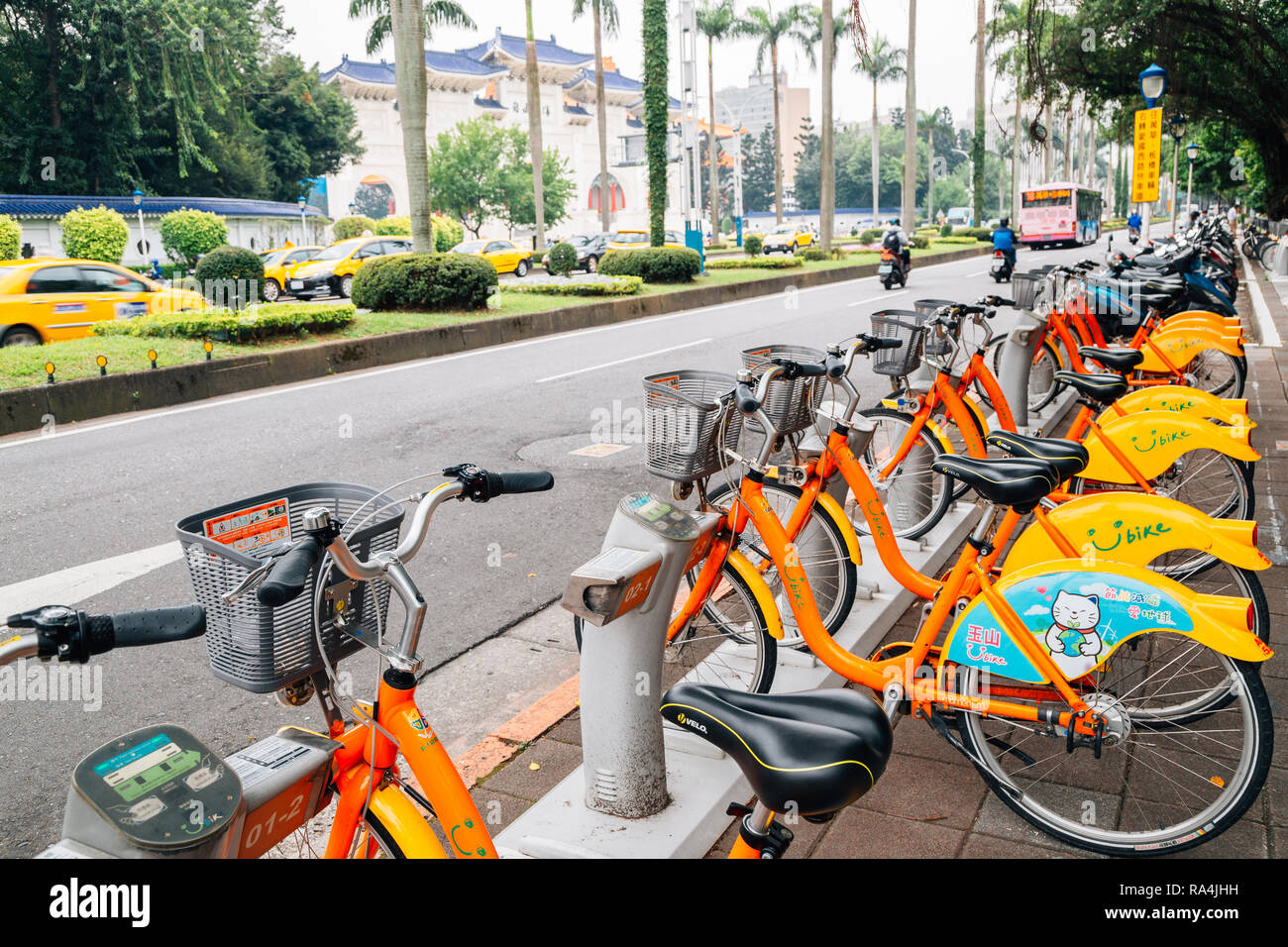 Taipei Taiwan April 27 2018 Public bicycle rental service near Chiang Kai shek Memorial Hall Stock Photo Alamy