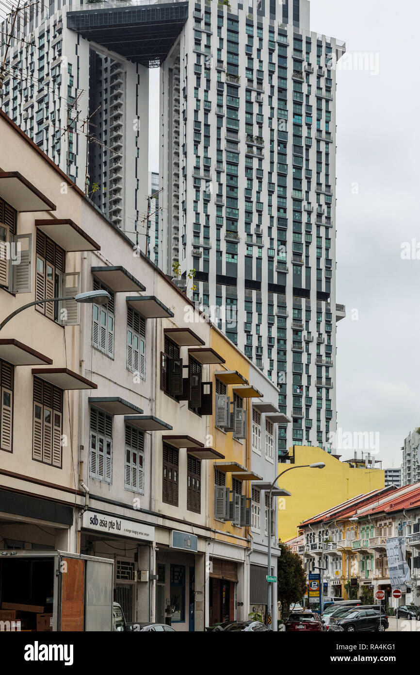 Tee Hong Rd looking towards Bukit Pasoh Rd, Singapore Stock Photo