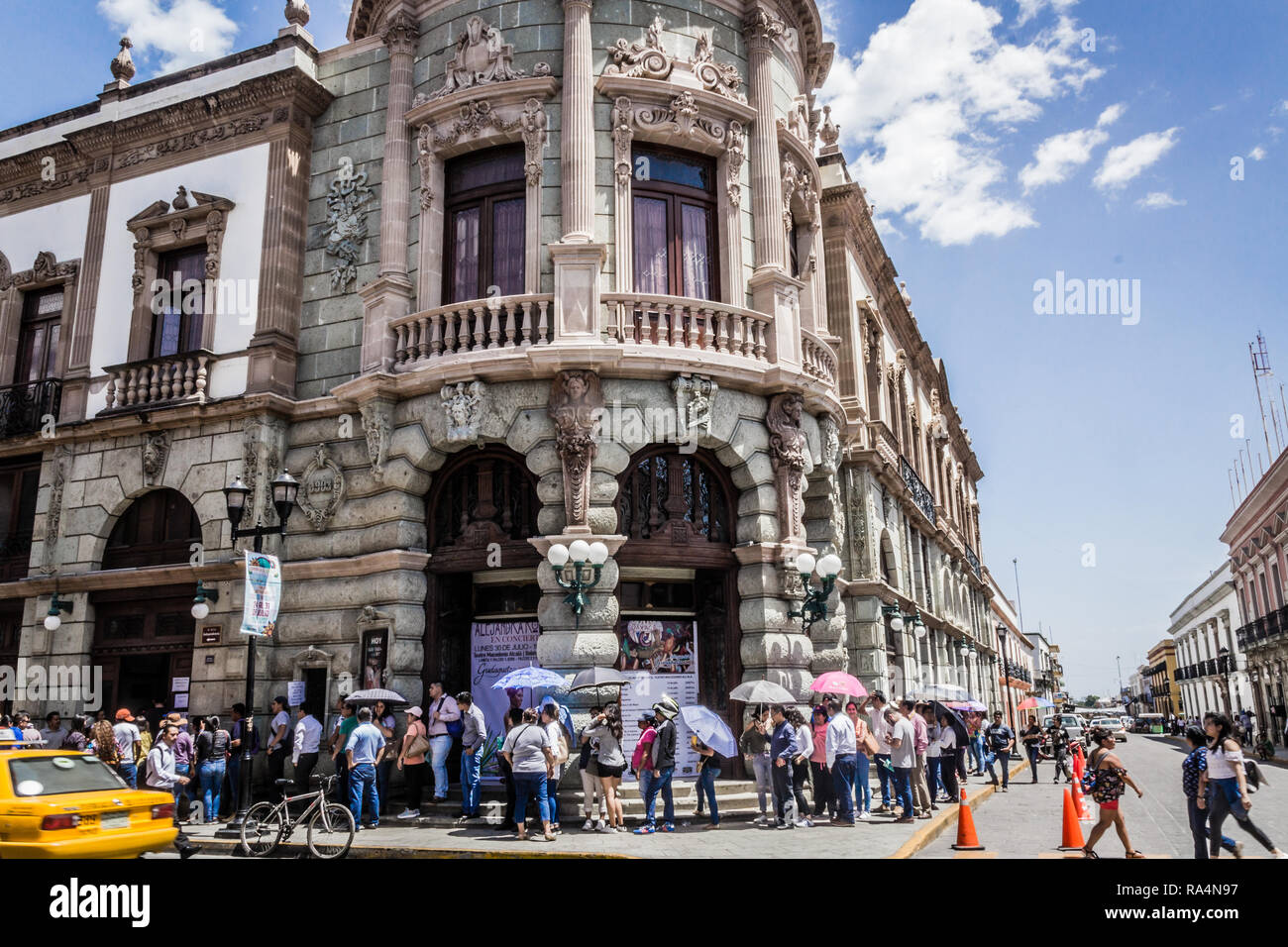Oaxaca, Oaxaca / Mexico 21/7/2018 Detail of famous theater named Macedonio Alcala in centre