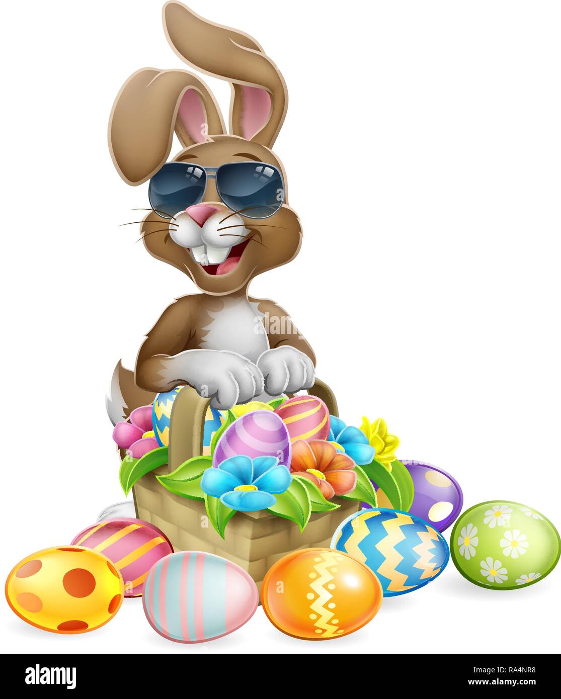 Easter Bunny Cool Rabbit Eggs Hunt Basket Cartoon Stock Vector Image & Art  - Alamy