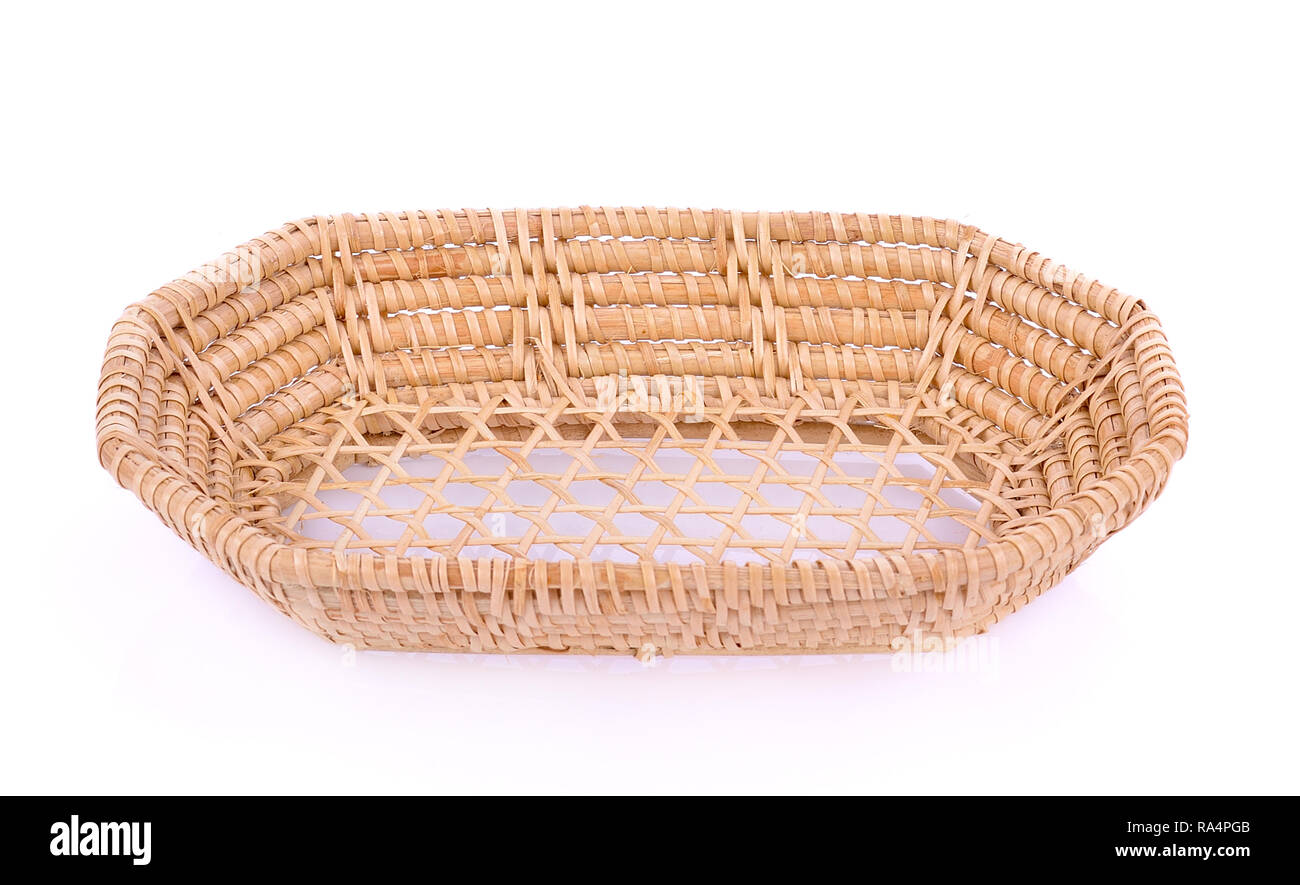 vintage weave wicker basket isolated on white background Stock Photo ...