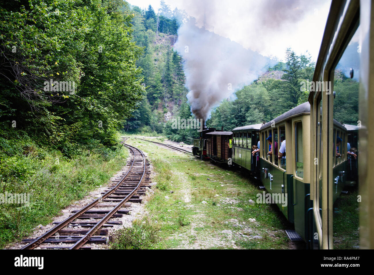 Viseu de Sus, Romania - August 17, 2017: View of the Mocanita Train, a steam train in Maramures County, Romania Stock Photo