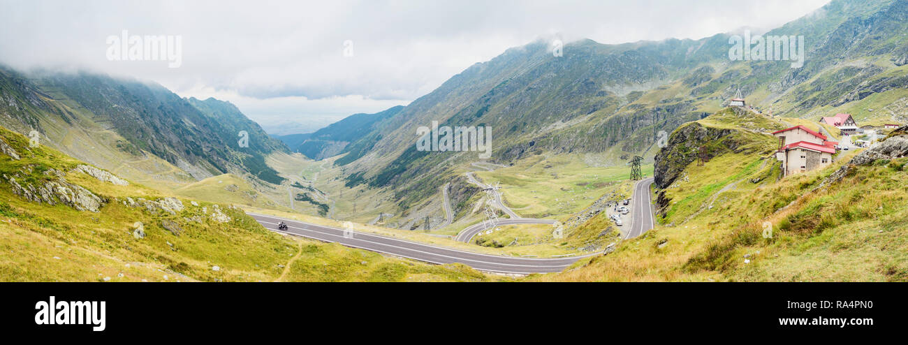Prospect view of Transfagarasan mountain road. One of the most beautiful roads in Europe, Romania Stock Photo