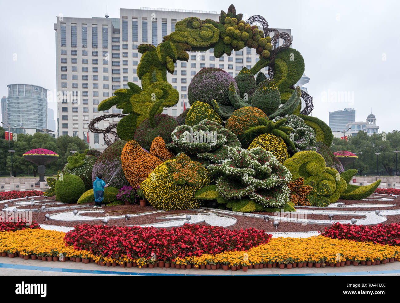 Floral display for National Day in Shanghai Stock Photo