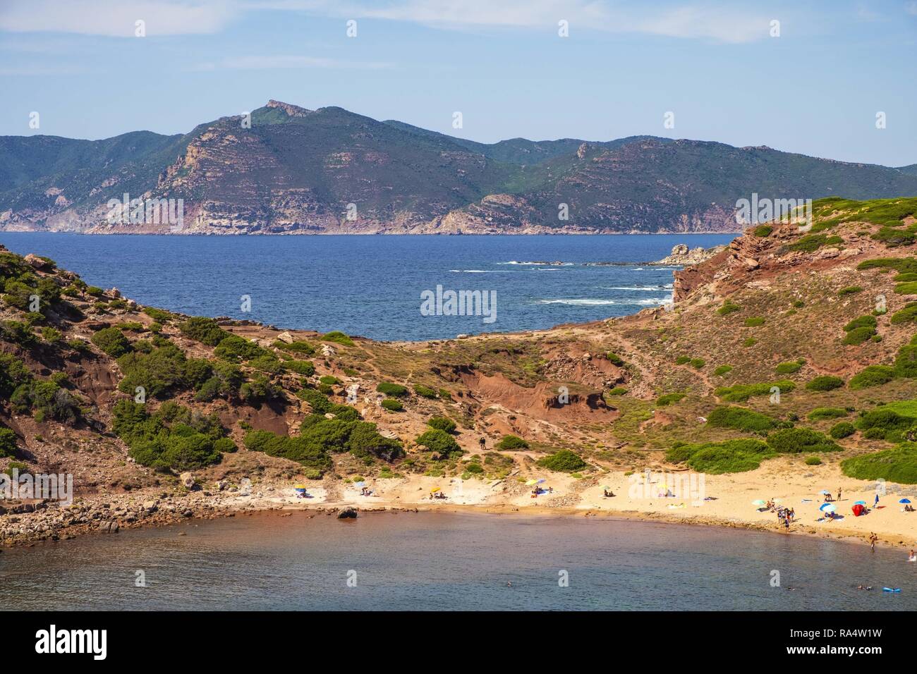 Alghero, Sardinia / Italy - 2018/08/11: Panoramic view of the Cala Porticciolo gulf in the Porto Conte Regional Park Stock Photo