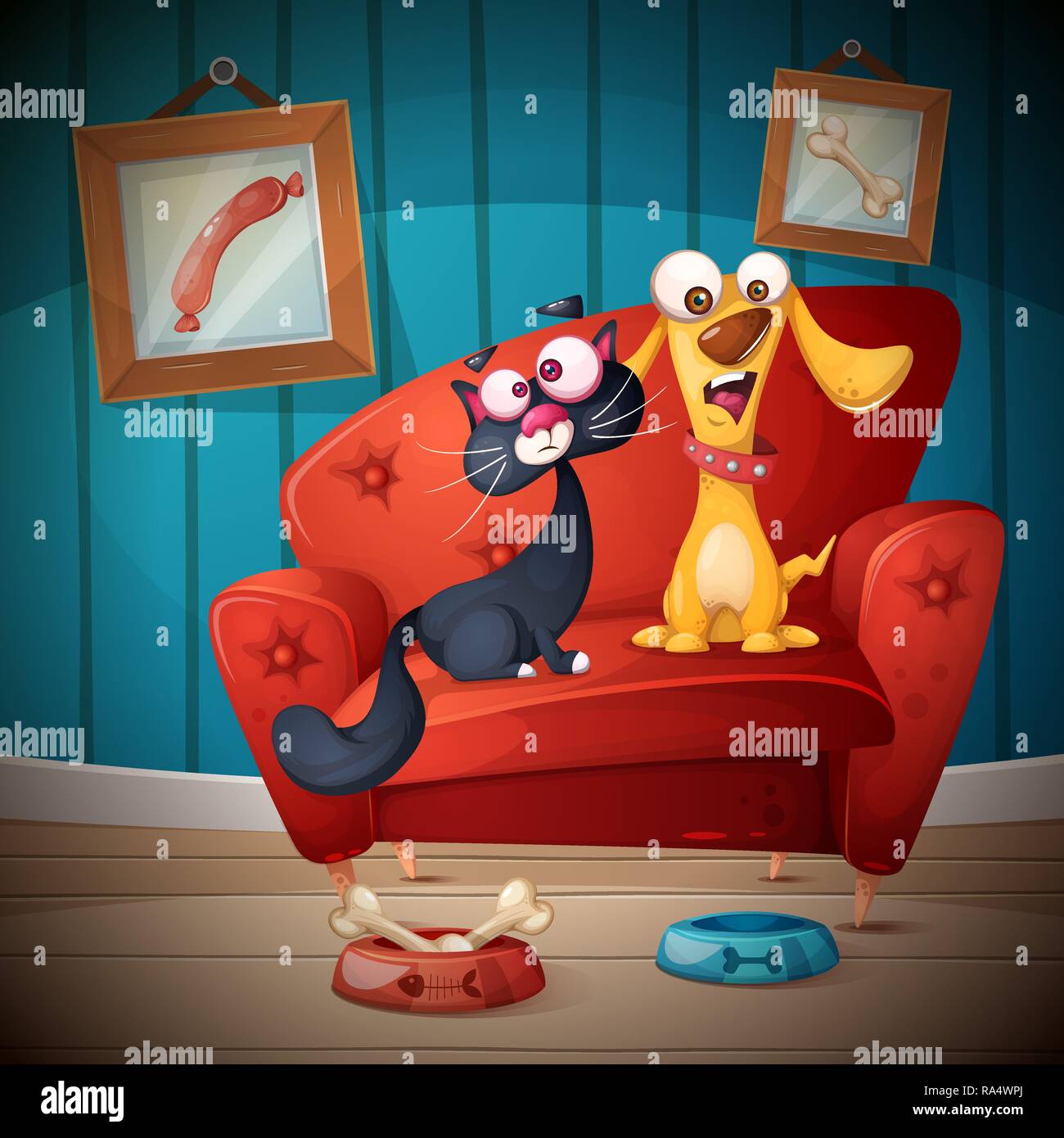 Cat and dog cartoon illustration Stock Vector Image & Art Alamy