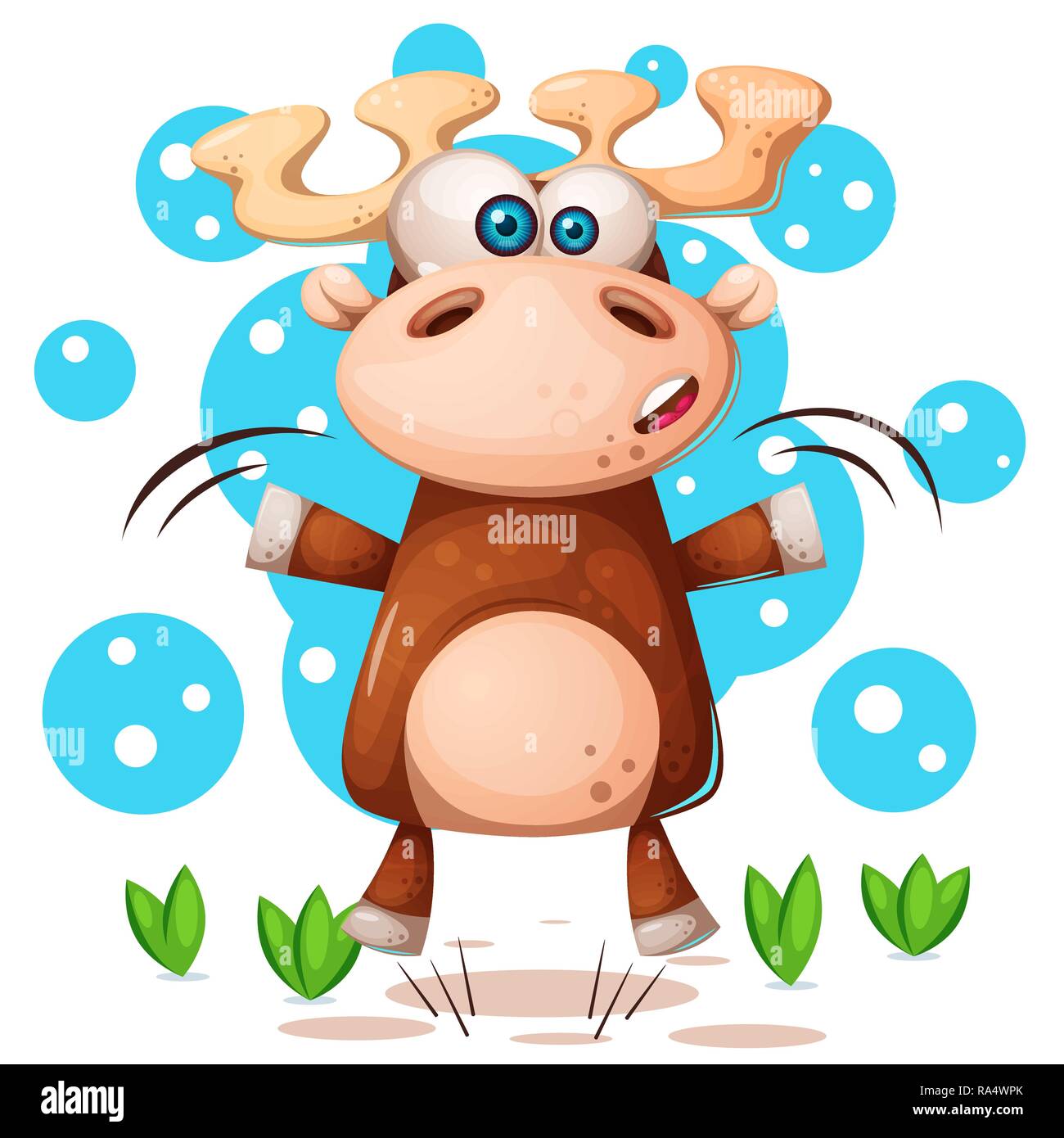 Cartoon funny deer - cute characters. Stock Vector